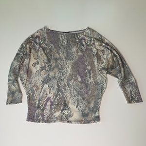 Snake Print Purple French Terry Dolman Long Sleeve